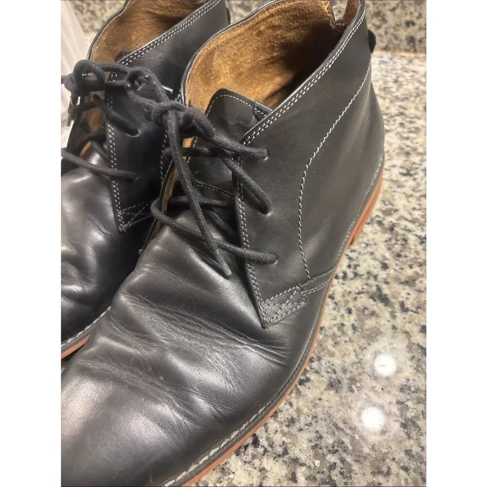 Men's Black Leather Lace-Up Chukka Boots